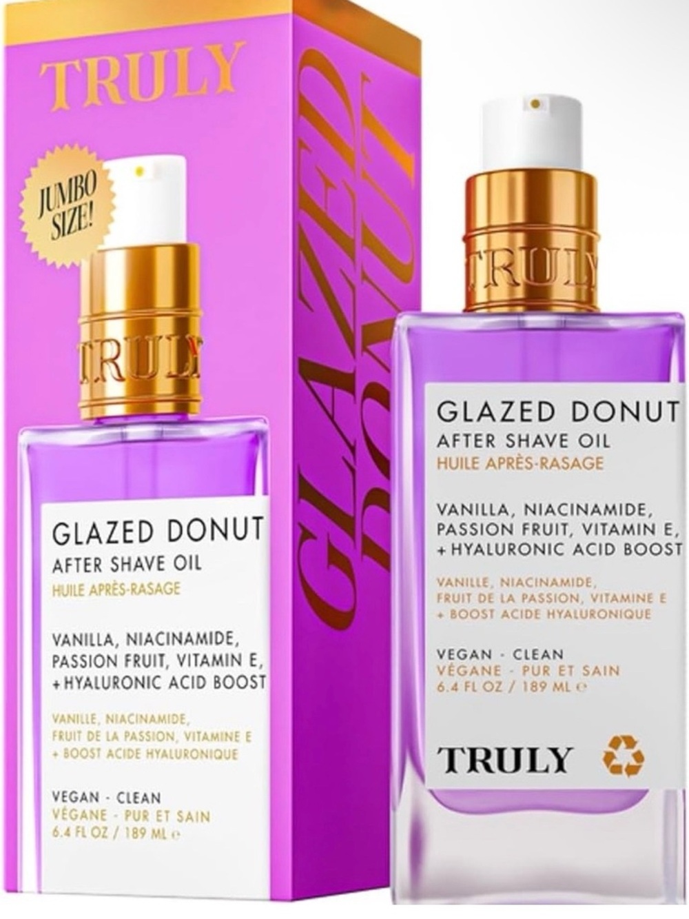 TRULY Glazed Donut After Shave Oil — Gold Pump NIB